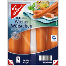 Sie wird nach dem befüllen des saitlings (naturdarm) in heißem wasser abgebrüht. Gut Gunstig Wiener Wurstchen 400 G Wiener Bock Bratwurst Wurst Kuhlprodukte Alle Produkte Online Bestellen Konsum Leipzig