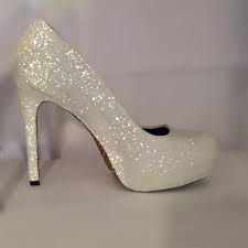 Womens Sparkly White Or Ivory Glitter Heels Wedding Bride Shoes Rose Gold Soles Glitter Shoe Co Bride Heels Glitter Heels Wedding Sparkly Wedding Heels