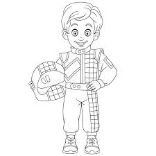 Boys of all ages like coloring pages with animated movie characters, robots, cars and pictures from other categories for kids. Coloring Page With Boy Auto Car Racer Stock Vector Illustration Of Background Drawing 165210788