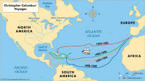 Chart Columbuss Voyages Christopher Columbus Christopher