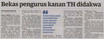 Pengurus kanan suber tenaga manusia nusa seribumi sdn bhd, unit no 8c, 3rd floor, block 2, jln tinju 13/50 worldwide business park, section 13 shah alam, selangor olst petroleum (m) sdn bhd, plo 596 jln miel 1,81700 pasir gudang. Bekas Pengurus Kanan Th Didakwa Tabung Haji