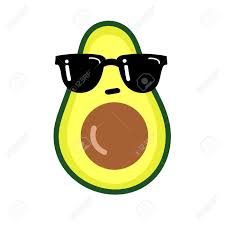Illustration Cartoon Funny Avocado Icon With Black Sunglasses Avocado Cartoon Cute Avocado Avocado Picture