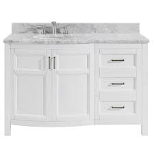 Allen Roth Moravia 48 In White Single Sink Bathroom Vanity With Natural Carrara Marble Top Lowes Com Bathroom Sink Vanity Single Sink Bathroom Vanity Bathroom Vanity