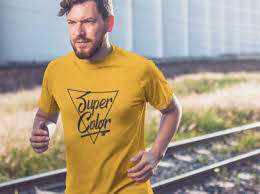 Download Placeit Sports T Shirt Mockup Of A Man Running Near Some Train Tracks