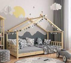 lit montessori pour enfant 90x200 cm lit cabane lit enfant tendance lit enfant design lit enfant maison chambre enfant