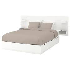 Nordli Bed With Headboard And Storage White Queen 160x200 Cm Headboards For Beds Bed Frame With Storage High Bed Frame