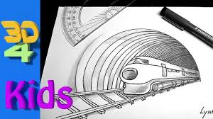 Learn how to draw a train for kids easy and step by step. Very Easy 3d Trick Art Drawing For Kids How To Draw A Speeding Train And Tunnel