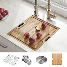 50/50 double bowl workstation kitchen sink with faucet and accessories. Kraus Kore Undermount Workstation Kitchen Sink Single Bowl 17 In Stainless Steel Kwu111 17 Rona