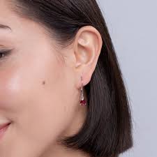 Solitaire Pear-Shaped Ruby Leverback Earrings