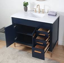 H bath vanity in blue w/ cultured marble vanity top in. 42 Navy Blue Modern Bathroom Sink Vanity With Quartz Stone Countertop