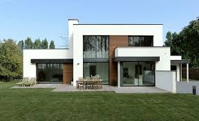 Vue Sur La Campagne Vers Le Sud Avec Un Acces Du Meme Cote Maison Cubique Gagnante Du Concours Architec Maison Cubique Constructeur Maison Construction Maison