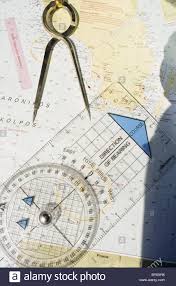Navigation Compass And Map Sailing Mediterranean Sea