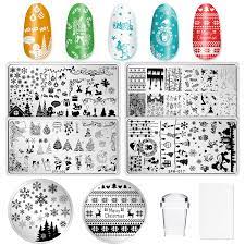 Best Christmas Nail Stamping Plates 2021 Amazon Com Whaline 8 Pieces Christmas Nail Art Plates Santa Reindeer Snowflake Image Stamp Templates Stamping Kit 6 Manicure Stencils Tool Set With 1 Polish Stamper And 1 Scraper By Salon Designs