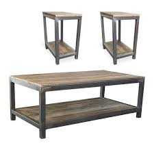 Reclaimed Wood And Metal Coffee And End Tables Set Two Tier Free Shipping Coffee Table Metal Coffee Table Coffee And End Tables