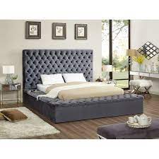It has storage space built in. Geralyn Tufted Upholstered Storage Platform Bed Velvet Upholstered Bed Upholstered Beds Bed Frame With Storage
