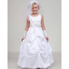 White Satin Dress For A Child S First Holy Communion Compare To Macy S Prices And Boutique Stores Lowes Elegant White Dress Communion Dresses Girls Ball Gown