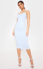 Baby Blue Strappy Corset Midi Dress Blue Midi Dress Bodycon Dresses Midi Dress