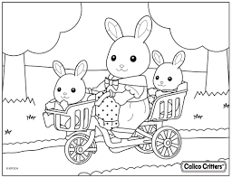 Calico Critters From Left Baby Sister Grace Hopscotch Rabbit Mother Heidi Hopscotch Rabbit And Baby Twi Family Coloring Pages Family Coloring Coloring Books