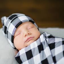 Aspen swaddle blanket and hat set. Buffalo Plaid Swaddle And Hat Set Milkmaid Goods