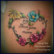 Memorial Flower Tattoo Feminine Ink With I Love You More Script Great Tattoo Idea For Girls Mom Tattoo Designs Memorial Tattoos Mom Tattoos