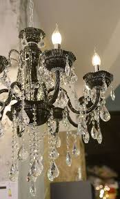 8 Flammiger Kristall Luster Gracia Kristallglas Schwarz Mit Klaren Kristallanhanger Kronleuchter Pendelleuchte Black Chandelier Chandelier Ceiling Lights