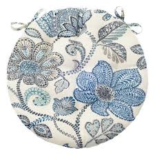 boutique floral blue bistro chair pad 16 round cushion with ties indoor outdoor outdoor dining chair cushions chair cushions dining room chair cushions