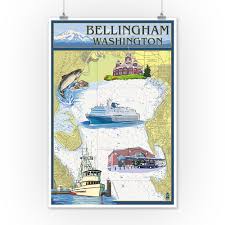 Details About Bellingham Wa Nautical Chart Lp Artwork Posters Wood Metal Signs