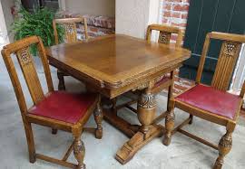 Set Antique English Carved Tiger Oak Draw Leaf Dining Table W 4 Chairs Antique Pub Table Dining Table English Antique Furniture
