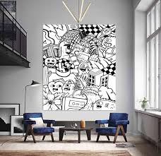 Black And White Graffiti Wall Art Black And White Graffiti Style Wall Art Street Art Style Illustration Extra Large Graffiti Style Pop Art Print For Office Black And White Graffiti Large Modern Wall Art Pop Art Print