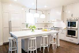 Linon home decor keira folding counter stool. White Kitchen Island With Backless White Bar Stools Transitional Kitchen