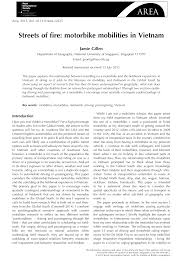 Pdf Streets Of Fire Motorbike Mobilities In Vietnam
