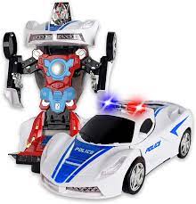 Ten cuidado de no dejar que las rpm caigan demasiado o el motor se detendrá. Amazon Com Transformer De Wolvol Coche De Policia De Juguete Con Luces Y Sonidos Para Ninos Con Sistema De Choque Y Movimiento Toys Games