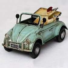 Infpass Handmade Antique Tin Model Car Beetle Cabrio Car Model Beetle Volkswagen Beetle