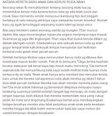 Dan ayah mencadangkan untuk membeli sahaja tayar kereta yang terpakai. Mereka Cuma Tahu Tukar Kereta Baru Keluhan Ayah Dipinggirkan Terpaksa Merayu Bantuan Kerusi Roda