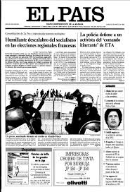 El 15 de mayo, el tribunal cuarto de municipio ordinario y ejecutor de medidas de la circunscripción judicial del área metropolitana de caracas, ordenó el embargo a la sede del medio como parte de la indemnización por daño moral de. Portada De El Pais Del 23 03 1992