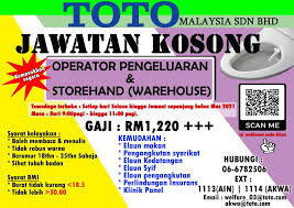 Kami mempunyai jawatan kosong store clerk x2 (1 perempuan & 1 lelaki) jawatan kosong di hotel viva (sg. Hospital Rembau Jawatan Kosong