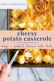 Easy Cheesy Potato Casserole With Diced Potatoes My Everyday Table Recipe In 2021 Easy Dinner Side Dishes Side Dishes Easy Cheesy Side Dish