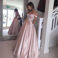 Gorgeous A Line Off The Shoulder Pink Satin Long Prom Dress