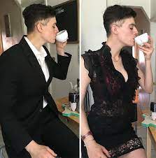 Man Or Woman Androgynous Model Poses As Both To Challenge Gender Stereotypes Androgynous Models Rain Dove Androgynous
