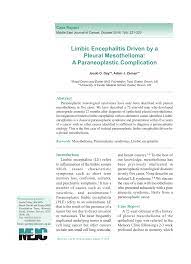 Check spelling or type a new query. Pdf Limbic Encephalitis Driven By A Pleural Mesothelioma A Paraneoplastic Complication