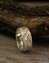 Fleur De Lis Vintage Style Wedding Band Silver Filigree Etsy Filigree Wedding Band Wedding Rings Wide Wedding Rings