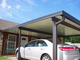This Double Carport Has An Ivory 3 Riser Pan Roof System With Bronze Trim And Gutter Aluminum Carport Patio Builders Metal Patio Covers