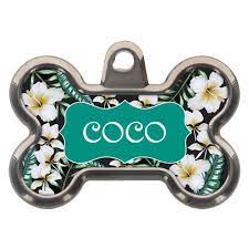 Design an id tag with your pet's name and contact details to ensure they will always come home safely. Tagworks Tropical Floral Bone Personalized Pet Id Tag Dog Id Tags Petsmart