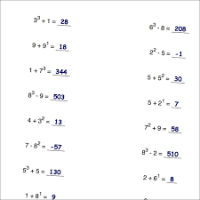Math Worksheets Mixed Addition And Subtraction With Exponents Math Worksheets Worksheets Math Facts Addition