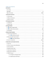 Table of contents business plan template. Business Plan Cover And Contents Page