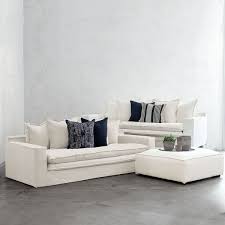 Diana steal outdorr chaise lounge sunbed with grey cushions. Greenport Hamptons Slip Cover Sofa Lounge White Linen Beach Coastal Living Living By Design