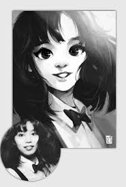 Black And White Portrait Painting Artists Stylized Black And White Portraits By Vince Ruz Artcorgi Commission Art Portraits Cartoons Anime Art Paintings And More Art Anime Art Drawings