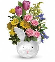 Cuddle Bunny Http Www Deptula Florist Com Schaumburg Flowers Telefloras Cuddle Bunny Bouquet 497933p As Easter Flowers Flower Delivery Flower Arrangements