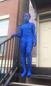 We went to different dance stores looking for a navy blue leotard but no one ha. Girl S X Men Mystique Costume Coolest Diy Costumes