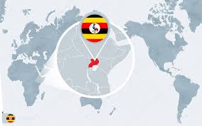 Uganda is located in africa, in gmt+3 time zone (with current time of 03:42 pm, sunday). Pacific Centered World Map With Magnified Uganda Flag And Map Of Uganda Premium Vector In Adobe Illustrator Ai Ai Format Encapsulated Postscript Eps Eps Format